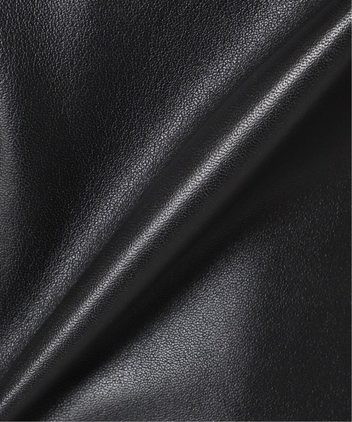 Simplicite（サンプリシテ）の「ラムレザー クルーネックジャケット◆（ノーカラージャケット・レディース・ブラック/カーキ・SMALL/MEDIUM）」の6枚目の写真