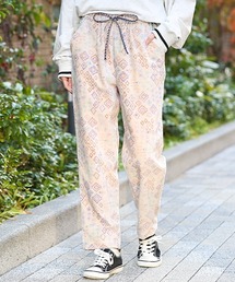 エコフレンドリーダイ ベロアキカブロックプリントパンツ