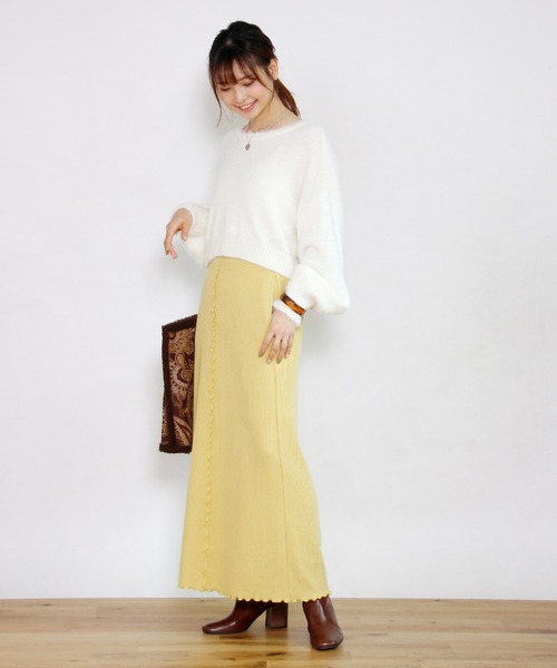 Crisp(クリスプ)の「フラッフィーショートニットカーディガン(カーディガン/ボレロ・レディース・ホワイト/マスタード/パープル・FREE)」の17枚目の写真