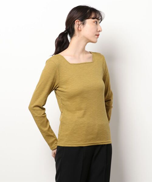KOBE LETTUCE（コウベレタス）の「[ 選べる2タイプ ] ブラ紐隠しリブトップス（Tシャツ/カットソー・レディース・ベージュ/パープル/オリーブ/グレー系その他/ベージュ系その他/グリーン系その他/パープル系その他/チャコール・1/2）」の6枚目の写真