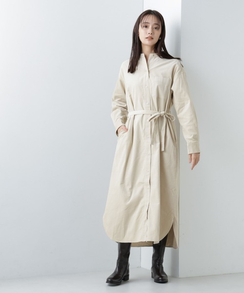 NANO universe(ナノユニバース)の「【WEB限定】コーデュロイシャツワンピース(シャツワンピース・レディース・ベージュ/ネイビー/アイボリー・マルチサイズ)」の6枚目の写真