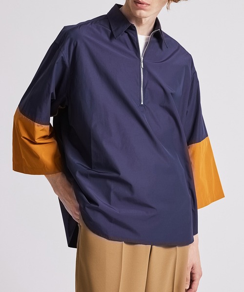 UNITED TOKYO（ユナイテッドトウキョウ）の「バイカラーハーフジッフL/Sシャツ（シャツ/ブラウス・メンズ・オフホワイト/ブラック/ネイビー・FREE）」の3枚目の写真