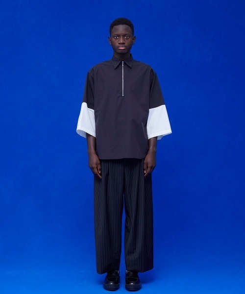 UNITED TOKYO（ユナイテッドトウキョウ）の「バイカラーハーフジッフL/Sシャツ（シャツ/ブラウス・メンズ・オフホワイト/ブラック/ネイビー・FREE）」の5枚目の写真