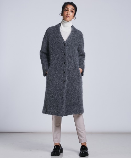 ミュウミュウ 22AW MS1921 バックロゴバージンウールプレイドコート  