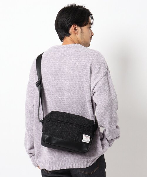 HARRIS TWEED（ハリスツイード）の「◆Harris Tweed ハリス ツィード スクエアフォルム ショルダーバッグ（ショルダーバッグ・メンズ・チャコールグレー/ブラック/ベージュ・99）」の4枚目の写真