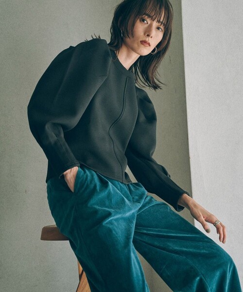 MATUREDマチュアード　トップス　カットソー黒ブラック　ボリュームスリーブ MATURED/マチュアード】マトンスリーブトップス（Tシャツ