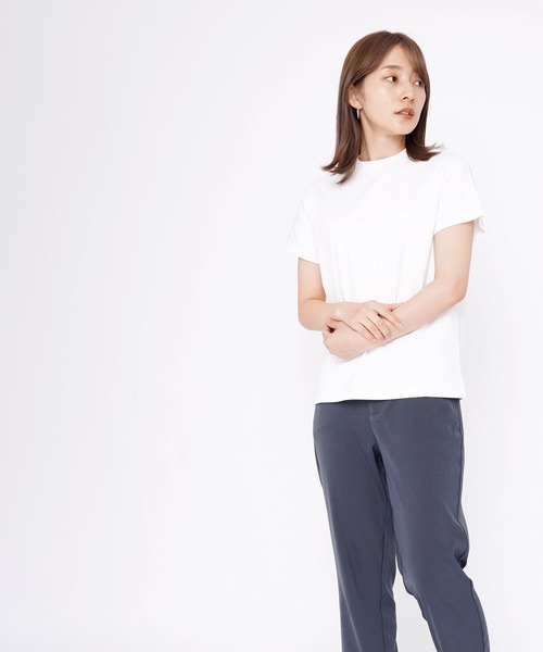 GIORDANO（ジョルダーノ）の「[ GIORDANO ] クルーネック半袖ビッグシルエットTシャツ（Tシャツ/カットソー・レディース・アイボリー/ホワイト/ブラック/ブラック×ホワイト/レッド系その他/ダークグリーン・LARGE/SMALL/MEDIUM）」の10枚目の写真