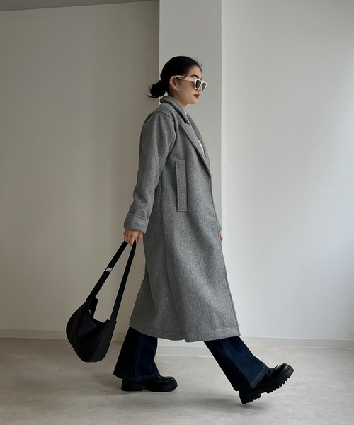 Avvenente(アベネンテ)の「【Avvenente】ロングチェスターコート(チェスターコート・レディース・グレー/ブラック/ダークグリーン・FREE)」の3枚目の写真