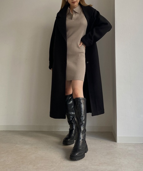 Avvenente(アベネンテ)の「【Avvenente】ロングチェスターコート(チェスターコート・レディース・グレー/ブラック/ダークグリーン・FREE)」の2枚目の写真