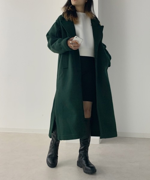 Avvenente(アベネンテ)の「【Avvenente】ロングチェスターコート(チェスターコート・レディース・グレー/ブラック/ダークグリーン・FREE)」の5枚目の写真