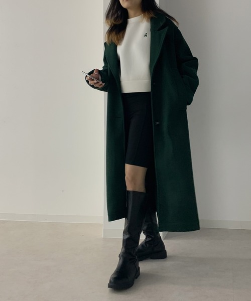 Avvenente(アベネンテ)の「【Avvenente】ロングチェスターコート(チェスターコート・レディース・グレー/ブラック/ダークグリーン・FREE)」の4枚目の写真