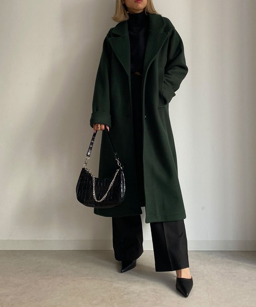 Avvenente(アベネンテ)の「【Avvenente】ロングチェスターコート(チェスターコート・レディース・グレー/ブラック/ダークグリーン・FREE)」の9枚目の写真