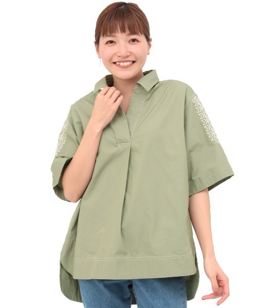 チチカカ(チチカカ)の「コットンxナバホクロス刺繍プルオーバー(シャツ/ブラウス・レディース・カーキ/ベージュ/ボルドー・FREE)」の13枚目の写真