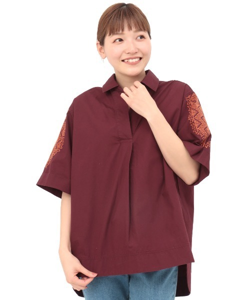 チチカカ(チチカカ)の「コットンxナバホクロス刺繍プルオーバー(シャツ/ブラウス・レディース・カーキ/ベージュ/ボルドー・FREE)」の14枚目の写真