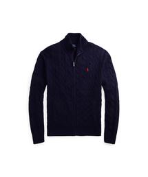 極美品♡現行　ラルフローレン　ケーブルニット　フルジップ　ブルー　ポニー　M 極美品♡現行 ラルフローレン ケーブルニット フルジップ ブルー