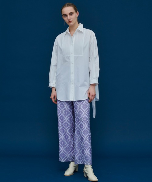 PUBLIC TOKYO(パブリックトウキョウ)の「【セットアップ対応】ジオメトリックシアープリントストレートパンツ/ウォッシャブル(カーゴパンツ・レディース・パープル/ブラウン・FREE)」の5枚目の写真