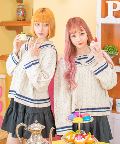 PairPair(ペアペア)の「セーラーカラーニット(ニット/セーター・レディース・サックスブルー/アイボリー・FREE)」の14枚目の写真