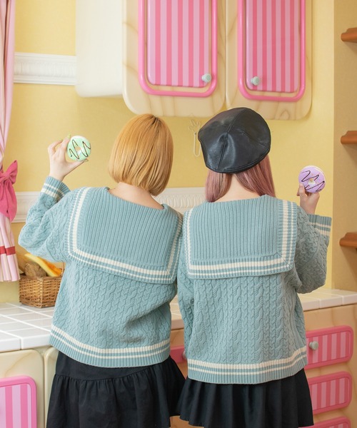 PairPair(ペアペア)の「セーラーカラーニット(ニット/セーター・レディース・サックスブルー/アイボリー・FREE)」の10枚目の写真