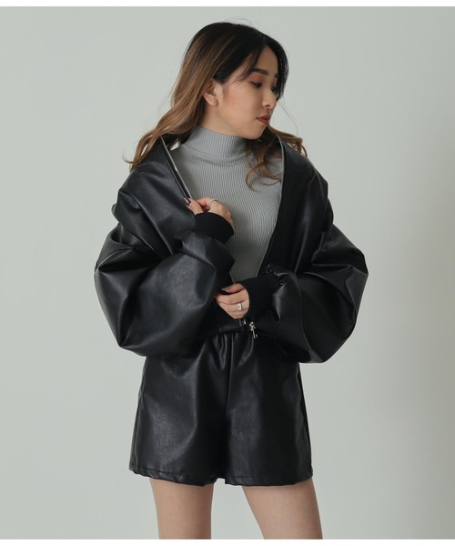 ANAP（アナップ）の「フェイクレザーショートパンツ（その他パンツ・レディース・ブラック/アイボリー・FREE）」の8枚目の写真