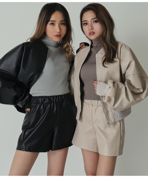 ANAP（アナップ）の「フェイクレザーショートパンツ（その他パンツ・レディース・ブラック/アイボリー・FREE）」の11枚目の写真