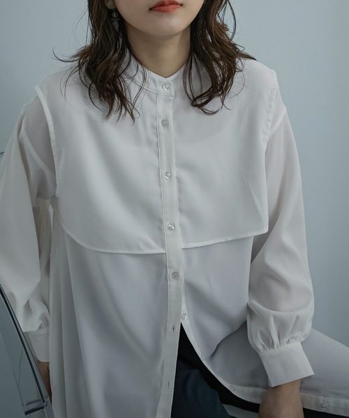 Fashion Letter（ファッションレター）の「ケープデザインワンピース（シャツワンピース・レディース・ベージュ/オフホワイト/グリーン・M）」の16枚目の写真