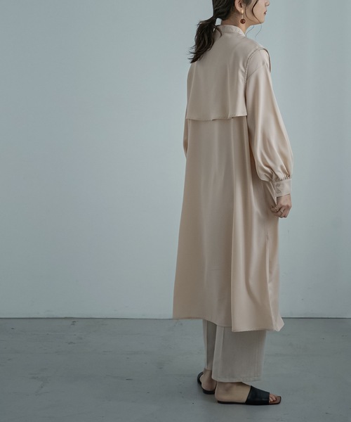Fashion Letter（ファッションレター）の「ケープデザインワンピース（シャツワンピース・レディース・ベージュ/オフホワイト/グリーン・M）」の10枚目の写真