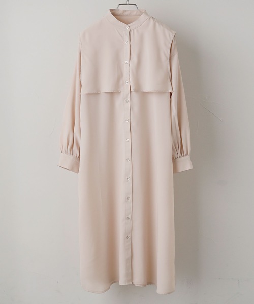 Fashion Letter（ファッションレター）の「ケープデザインワンピース（シャツワンピース・レディース・ベージュ/オフホワイト/グリーン・M）」の22枚目の写真