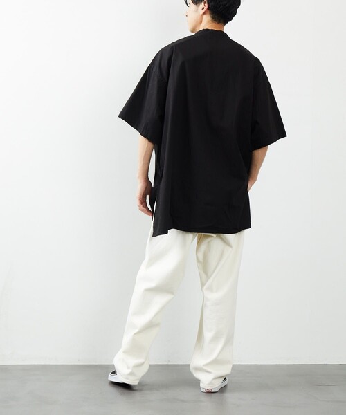 HINSON（ヒンソン）の「HINSON/ヒンソン ノーカラー グランパシャツ ショートスリーブ/ノーカラー/プルオーバー（シャツ/ブラウス・メンズ・ホワイト/ブラック/オフホワイト/ホワイト系その他/ブラック系その他・MEDIUM/LARGE）」の14枚目の写真