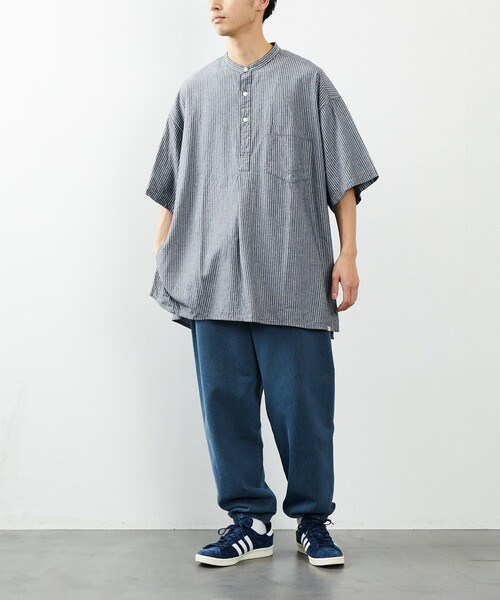 HINSON（ヒンソン）の「HINSON/ヒンソン ノーカラー グランパシャツ ショートスリーブ/ノーカラー/プルオーバー（シャツ/ブラウス・メンズ・ホワイト/ブラック/オフホワイト/ホワイト系その他/ブラック系その他・MEDIUM/LARGE）」の20枚目の写真