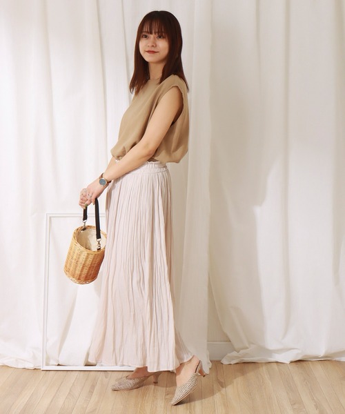 libelle more（リベル モア）の「ヴィンテージサテンケシプリーツスカート（スカート・レディース・ライム/アイボリー/オレンジ/チャコール/ライトグレー・L/M）」の7枚目の写真