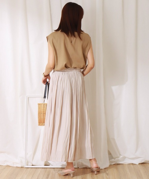 libelle more（リベル モア）の「ヴィンテージサテンケシプリーツスカート（スカート・レディース・ライム/アイボリー/オレンジ/チャコール/ライトグレー・L/M）」の8枚目の写真