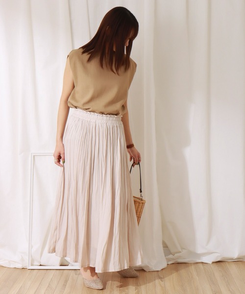 libelle more（リベル モア）の「ヴィンテージサテンケシプリーツスカート（スカート・レディース・ライム/アイボリー/オレンジ/チャコール/ライトグレー・L/M）」の9枚目の写真