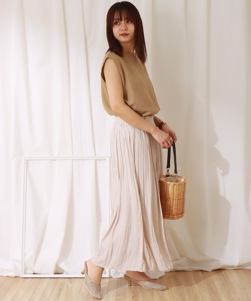 libelle more（リベル モア）の「ヴィンテージサテンケシプリーツスカート（スカート・レディース・ライム/アイボリー/オレンジ/チャコール/ライトグレー・L/M）」の10枚目の写真