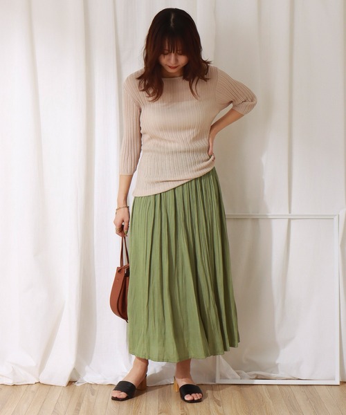 libelle more（リベル モア）の「ヴィンテージサテンケシプリーツスカート（スカート・レディース・ライム/アイボリー/オレンジ/チャコール/ライトグレー・L/M）」の15枚目の写真