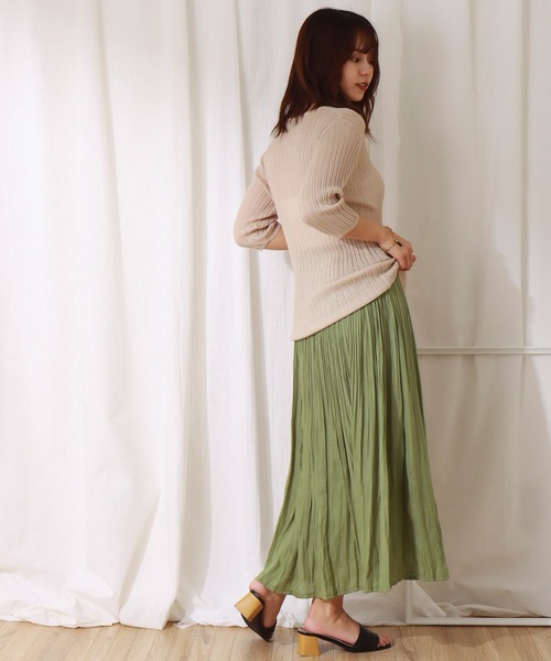 libelle more（リベル モア）の「ヴィンテージサテンケシプリーツスカート（スカート・レディース・ライム/アイボリー/オレンジ/チャコール/ライトグレー・L/M）」の17枚目の写真