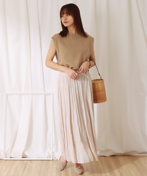 libelle more（リベル モア）の「ヴィンテージサテンケシプリーツスカート（スカート・レディース・ライム/アイボリー/オレンジ/チャコール/ライトグレー・L/M）」の6枚目の写真