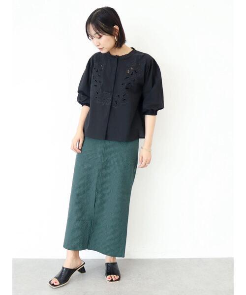 ELENCARE DUE（エレンカーレデュエ）の「・ELENCARE DUE ギンガムナロースカート（スカート・レディース・ベージュ/ネイビー/グリーン・FREE）」の15枚目の写真