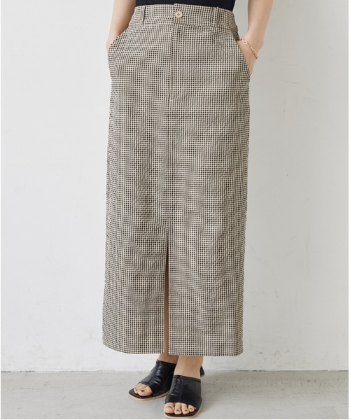 ELENCARE DUE（エレンカーレデュエ）の「・ELENCARE DUE ギンガムナロースカート（スカート・レディース・ベージュ/ネイビー/グリーン・FREE）」の2枚目の写真