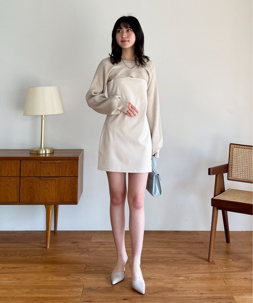 EPIMI E'PIMMY（エピミエピミー）の「アシメディティールミニキャミワンピース（ワンピース・レディース・ブラック/アイボリー・MEDIUM）」の4枚目の写真