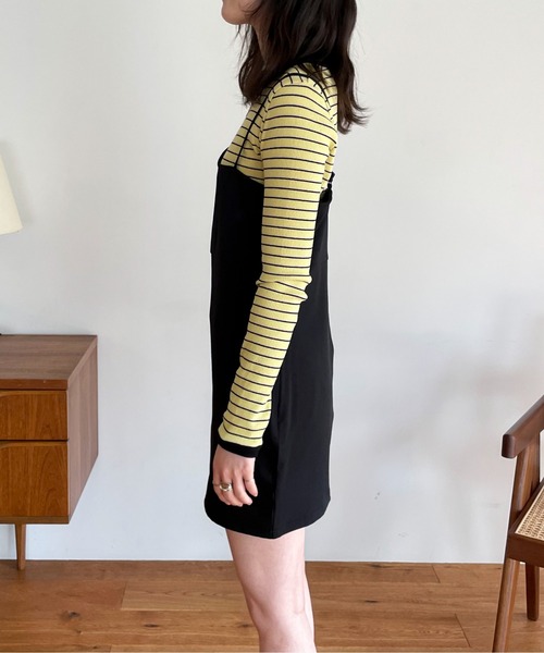 EPIMI E'PIMMY（エピミエピミー）の「アシメディティールミニキャミワンピース（ワンピース・レディース・ブラック/アイボリー・MEDIUM）」の3枚目の写真