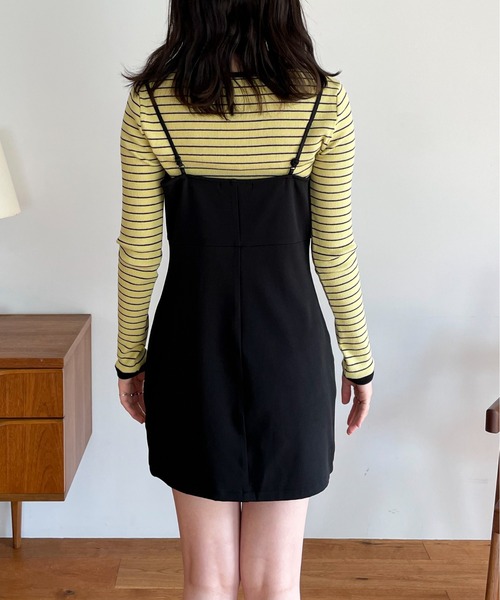 EPIMI E'PIMMY（エピミエピミー）の「アシメディティールミニキャミワンピース（ワンピース・レディース・ブラック/アイボリー・MEDIUM）」の7枚目の写真