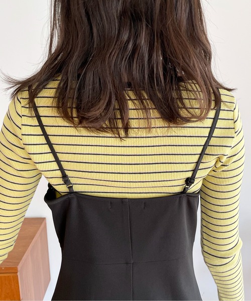 EPIMI E'PIMMY（エピミエピミー）の「アシメディティールミニキャミワンピース（ワンピース・レディース・ブラック/アイボリー・MEDIUM）」の6枚目の写真