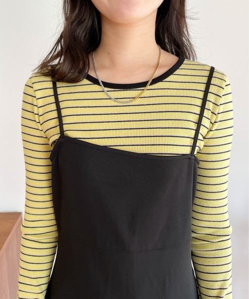 EPIMI E'PIMMY（エピミエピミー）の「アシメディティールミニキャミワンピース（ワンピース・レディース・ブラック/アイボリー・MEDIUM）」の9枚目の写真