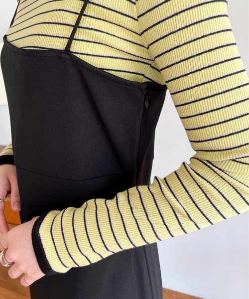 EPIMI E'PIMMY（エピミエピミー）の「アシメディティールミニキャミワンピース（ワンピース・レディース・ブラック/アイボリー・MEDIUM）」の8枚目の写真