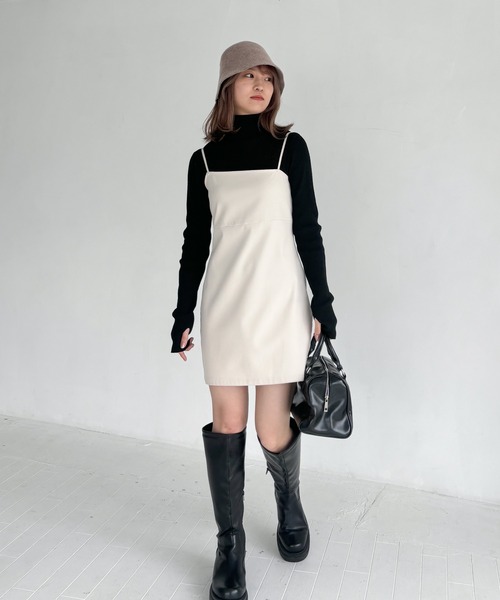 EPIMI E'PIMMY（エピミエピミー）の「アシメディティールミニキャミワンピース（ワンピース・レディース・ブラック/アイボリー・MEDIUM）」の11枚目の写真