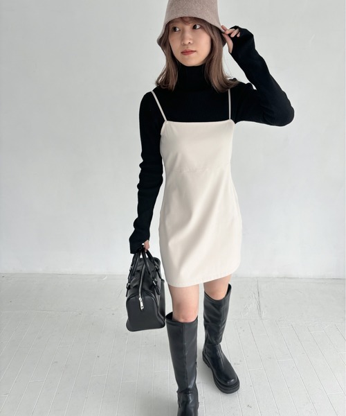 EPIMI E'PIMMY（エピミエピミー）の「アシメディティールミニキャミワンピース（ワンピース・レディース・ブラック/アイボリー・MEDIUM）」の12枚目の写真