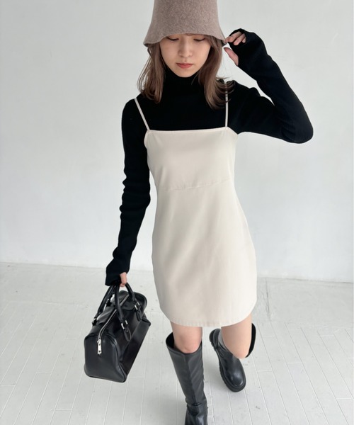 EPIMI E'PIMMY（エピミエピミー）の「アシメディティールミニキャミワンピース（ワンピース・レディース・ブラック/アイボリー・MEDIUM）」の13枚目の写真