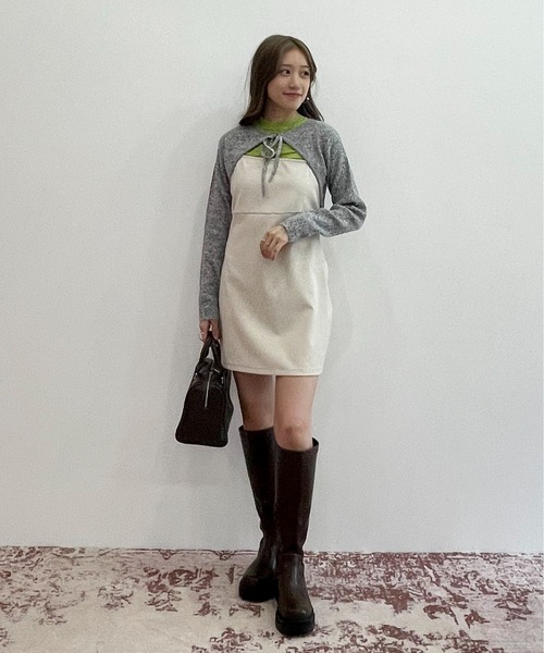 EPIMI E'PIMMY（エピミエピミー）の「アシメディティールミニキャミワンピース（ワンピース・レディース・ブラック/アイボリー・MEDIUM）」の21枚目の写真