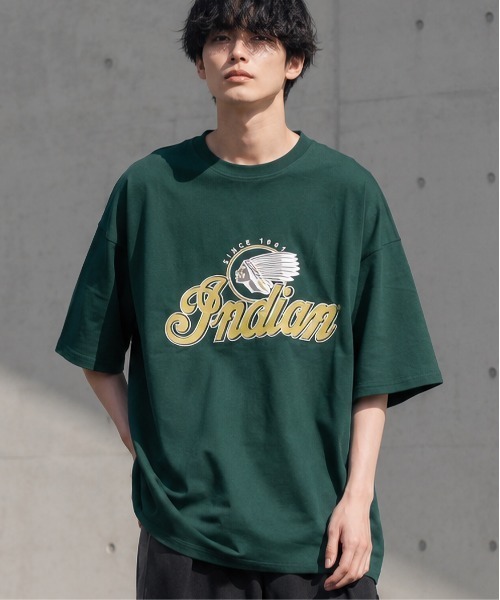 INDIAN(インディアン)の「《Bl》刺繍プリントオーバーサイズTシャツ 半袖 / INDIAN(Tシャツ/カットソー・レディース・ホワイト/ダークグリーン/ブルーグレー・LARGE/MEDIUM)」の3枚目の写真