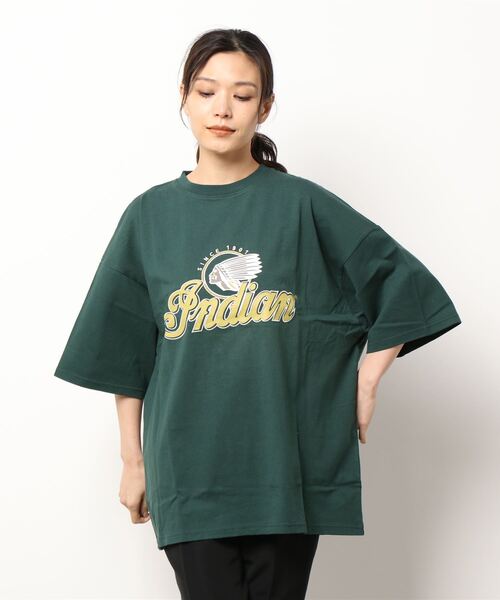 INDIAN(インディアン)の「《Bl》刺繍プリントオーバーサイズTシャツ 半袖 / INDIAN(Tシャツ/カットソー・レディース・ホワイト/ダークグリーン/ブルーグレー・LARGE/MEDIUM)」の7枚目の写真